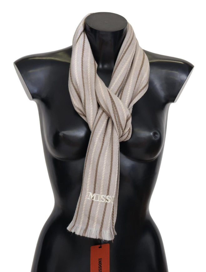 Missoni Beige Striped Wool Unisex Neck Wrap Scarf - Ellie Belle