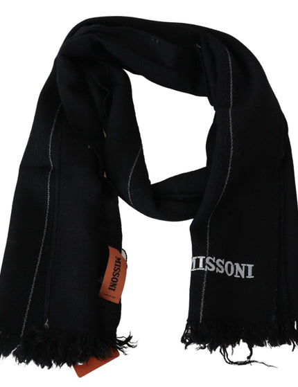 Missoni Black 100% Wool Unisex Neck Wrap Shawl Fringes Scarf - Ellie Belle
