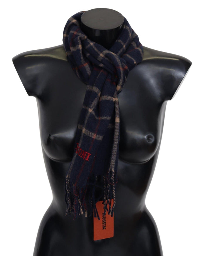 Missoni Black Checkered Unisex Neck Wrap Fringes Scarf - Ellie Belle