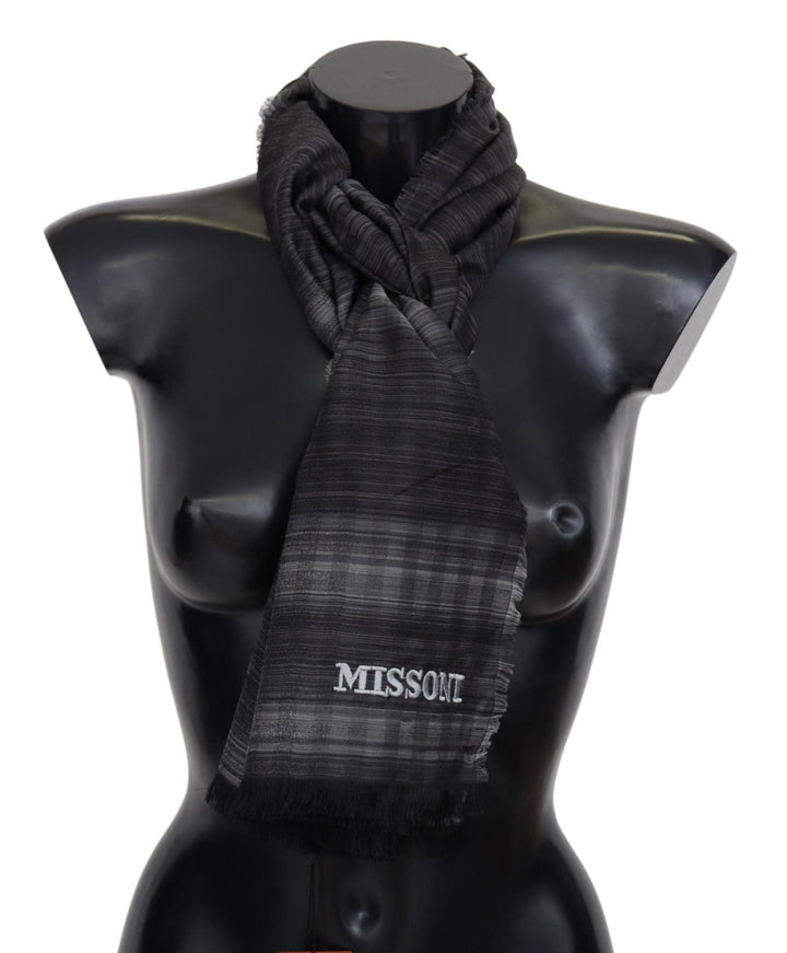 Missoni Black Gray Polka Dot Wool Unisex Neck Wrap Scarf - Ellie Belle