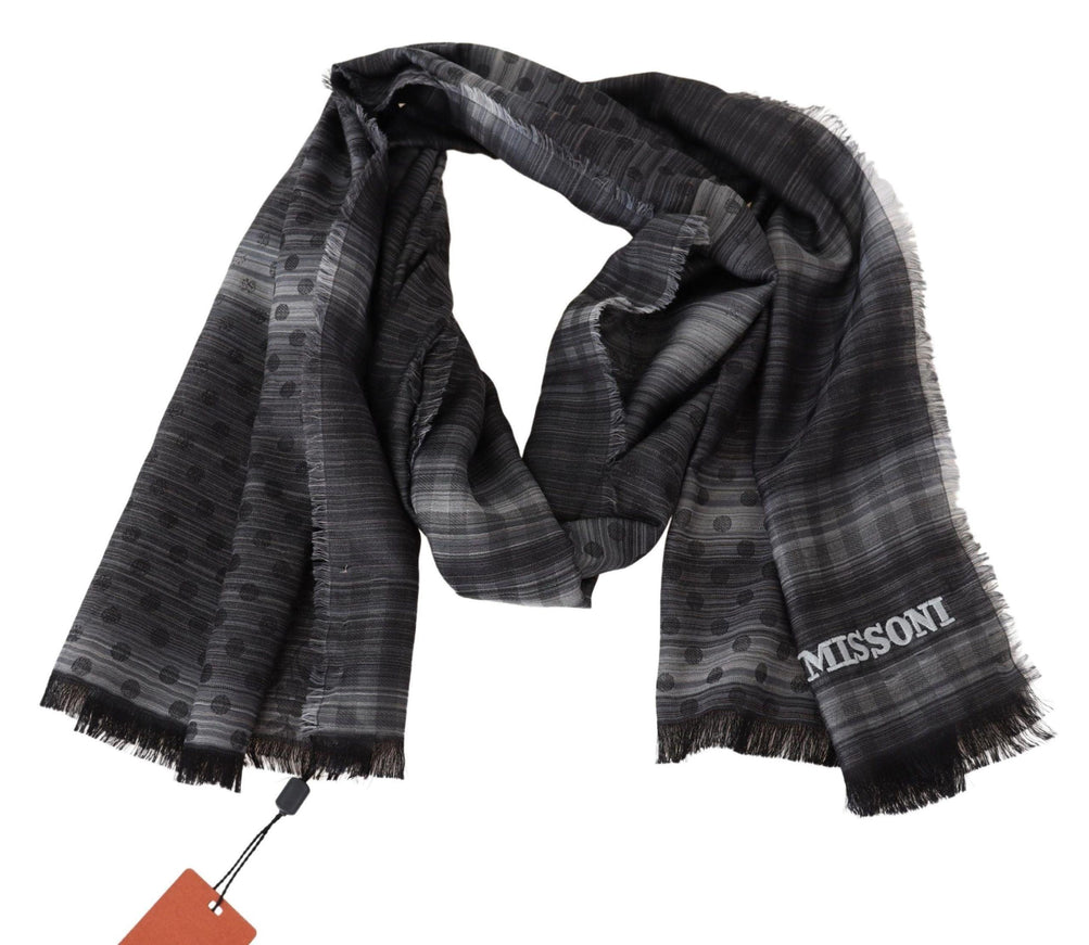 Missoni Black Gray Polka Dot Wool Unisex Neck Wrap Scarf - Ellie Belle