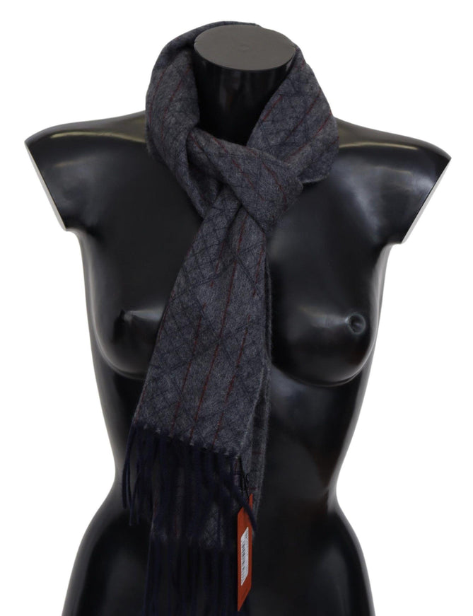 Missoni Black Gray Striped Wool Unisex Neck Wrap Scarf - Ellie Belle