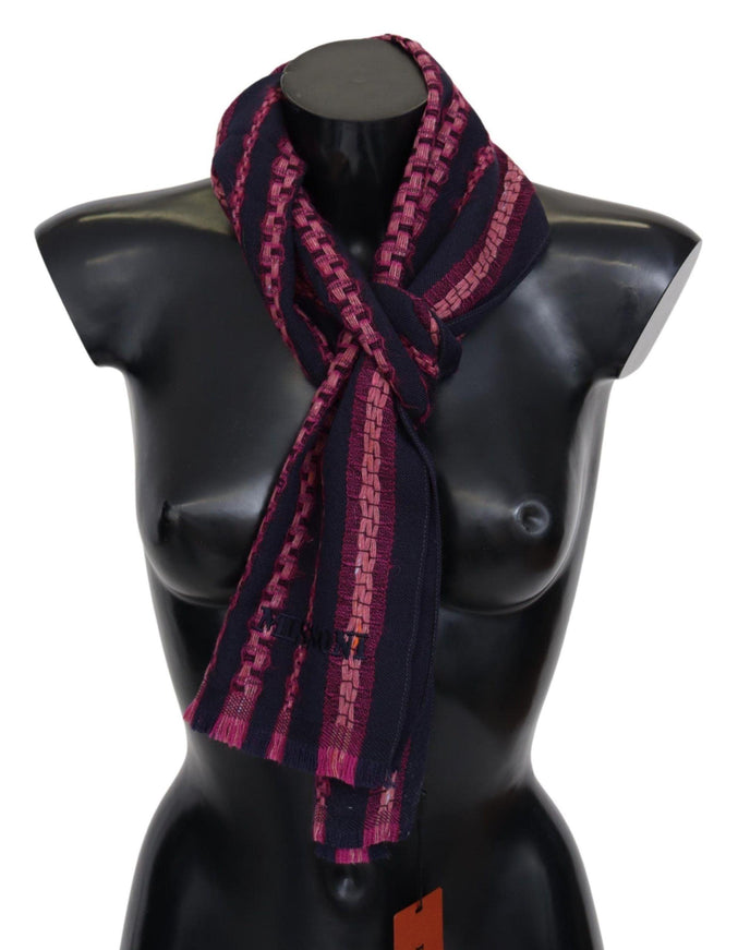 Missoni Black Pink Patterned Wool Unisex Neck Wrap Shawl - Ellie Belle