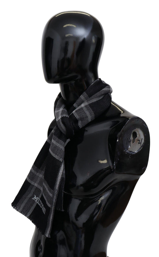 Missoni Black Plaid Wool Unisex Neck Wrap Scarf - Ellie Belle