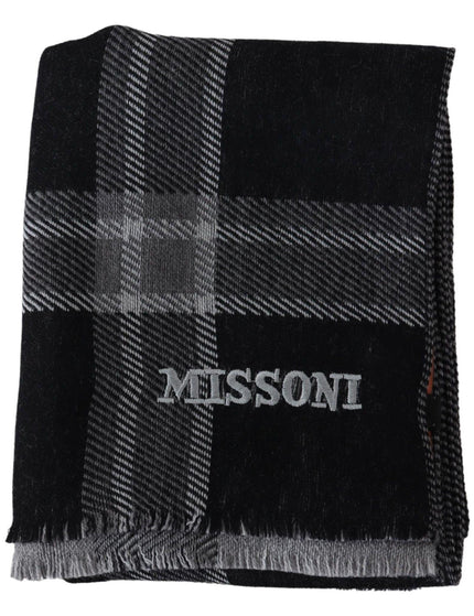 Missoni Black Plaid Wool Unisex Neck Wrap Scarf - Ellie Belle