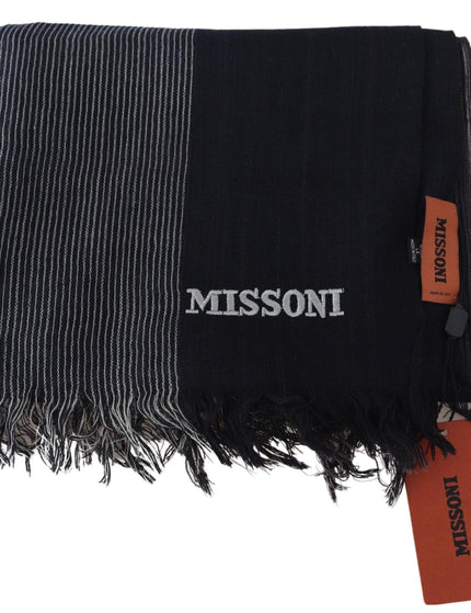 Missoni Black Striped Wool Unisex Neck Wrap Scarf - Ellie Belle