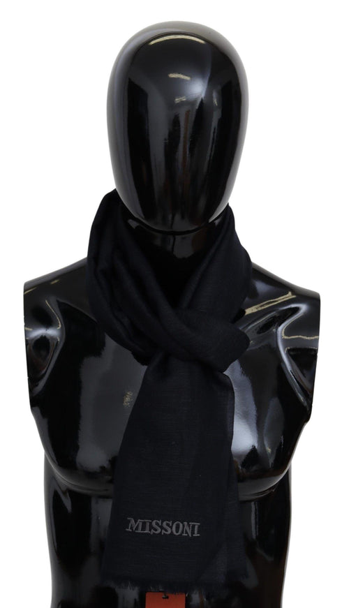 Missoni Black Wool Knit Unisex Neck Wrap Fringe Scarf - Ellie Belle