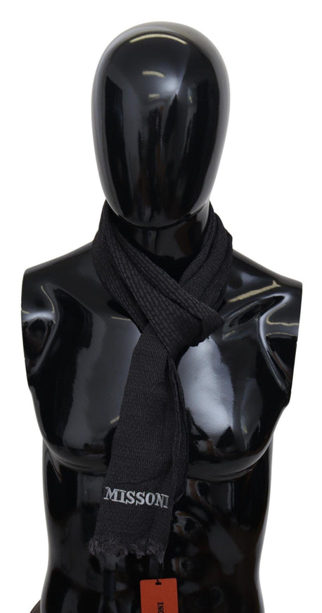 Missoni Black Wool Knit Unisex Neck Wrap Scarf - Ellie Belle