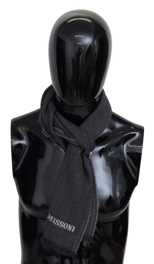 Missoni Black Wool Knit Unisex Neck Wrap Shawl Scarf - Ellie Belle