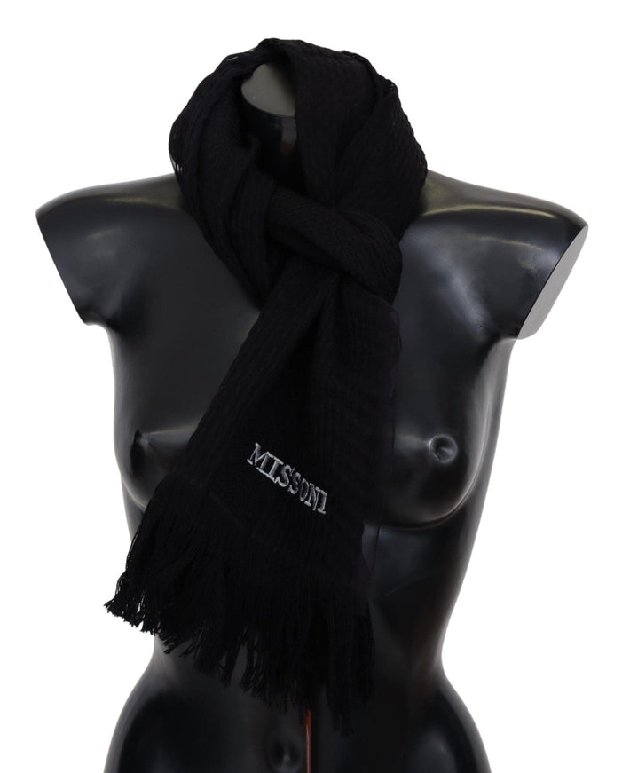 Missoni Black Wool Unisex Neck Warmer Wrap Scarf - Ellie Belle