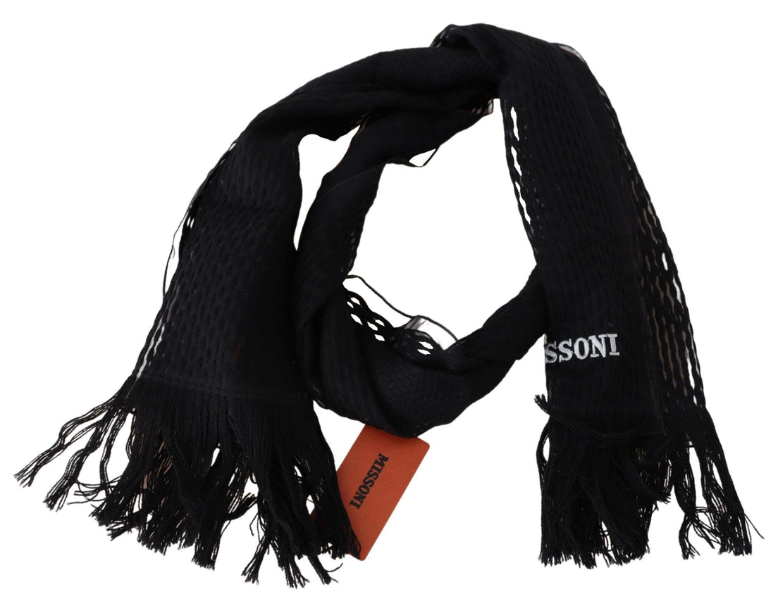 Missoni Black Wool Unisex Neck Warmer Wrap Scarf - Ellie Belle