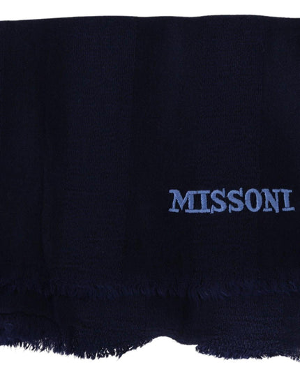Missoni Blue Wool Knit Unisex Neck Wrap Scarf - Ellie Belle