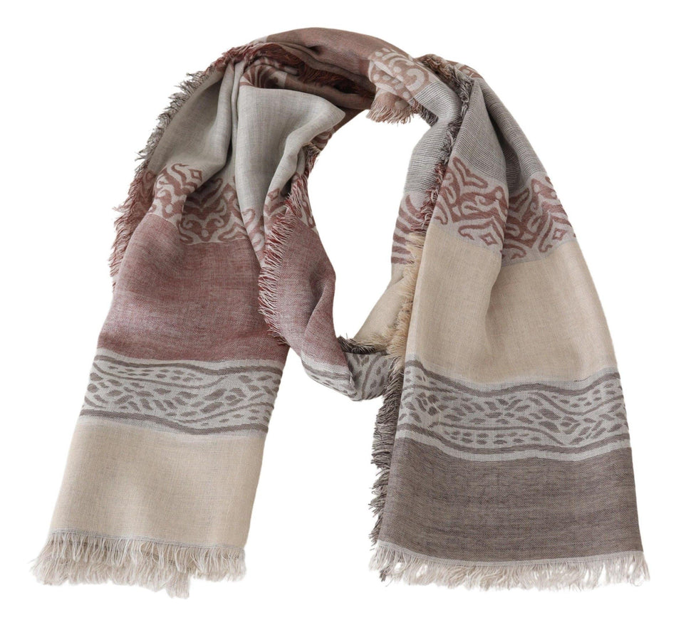 Missoni Brown Beige Wool Knit Neck Wrap Fringe Shawl - Ellie Belle