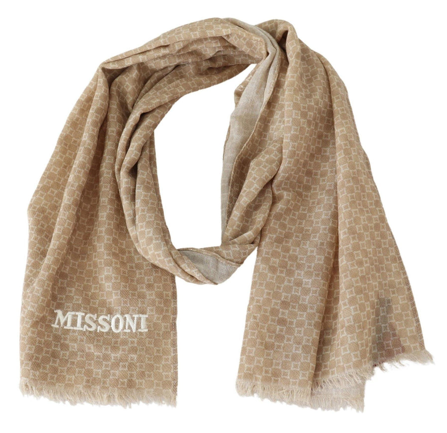 Missoni Brown Wool Knit Neck Wrap Fringe Shawl - Ellie Belle