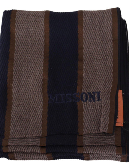 Missoni Brown Wool Striped Unisex Neck Wrap Shawl Scarf - Ellie Belle