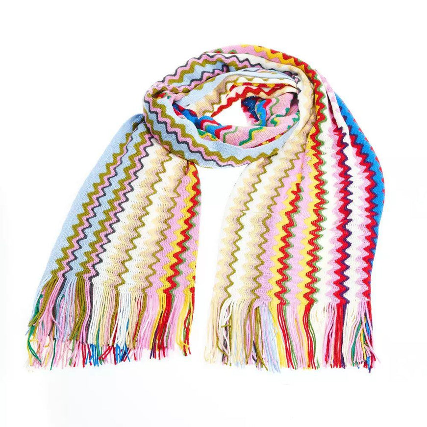 Missoni Geometric Patterned Fringed Scarf in Vibrant Hues - Ellie Belle