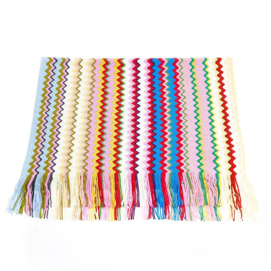 Missoni Geometric Patterned Fringed Scarf in Vibrant Hues - Ellie Belle