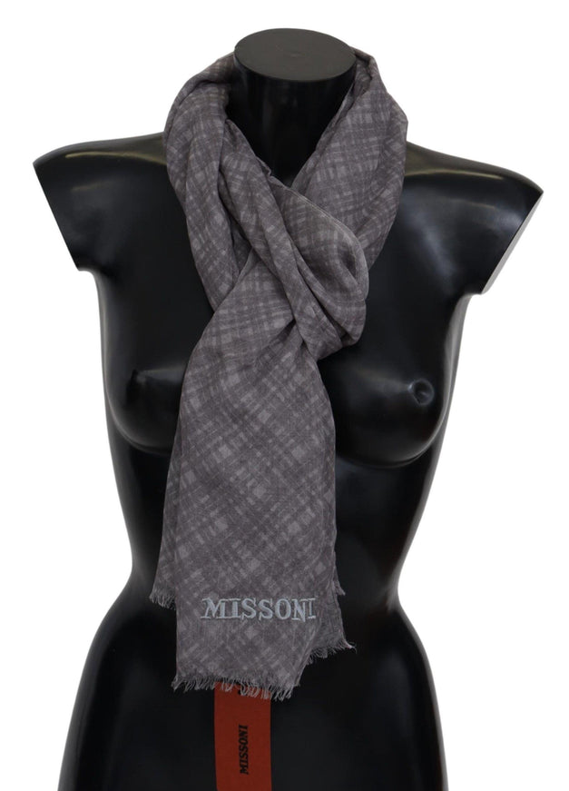 Missoni Gray Plaid Wool Unisex Neck Wrap Scarf - Ellie Belle