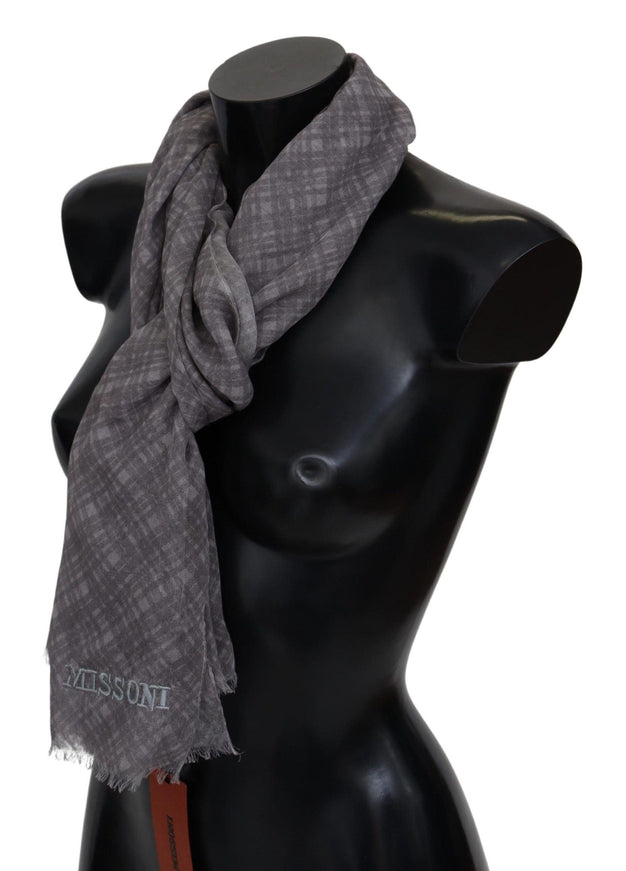 Missoni Gray Plaid Wool Unisex Neck Wrap Scarf - Ellie Belle