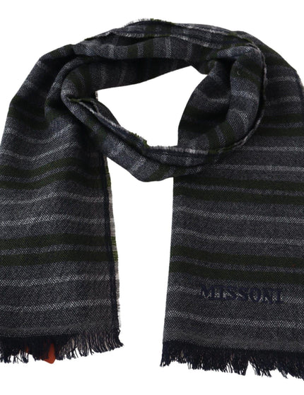 Missoni Gray Striped Wool Unisex Neck Wrap Scarf - Ellie Belle