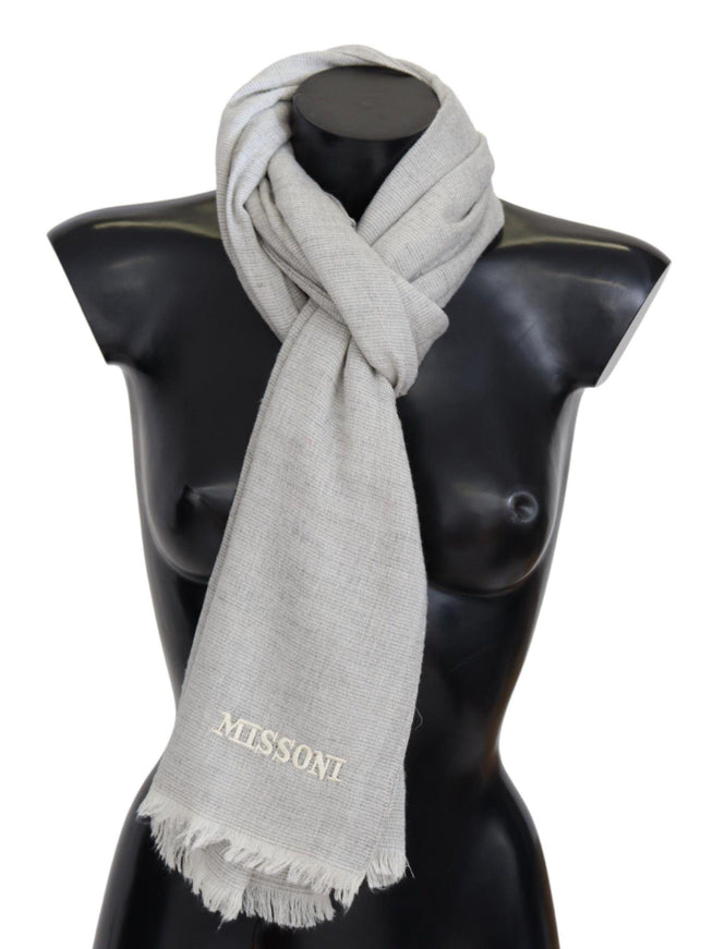 Missoni Gray Wool Knit Unisex Neck Wrap Scarf - Ellie Belle