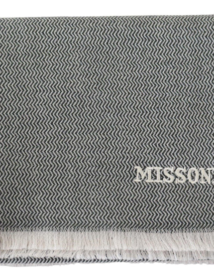 Missoni Gray Zigzag Pattern Cashmere Unisex Neck Scarf - Ellie Belle