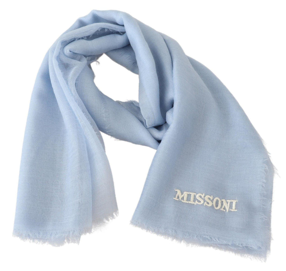 Missoni Light Blue Cashmere Unisex Neck Wrap Scarf - Ellie Belle