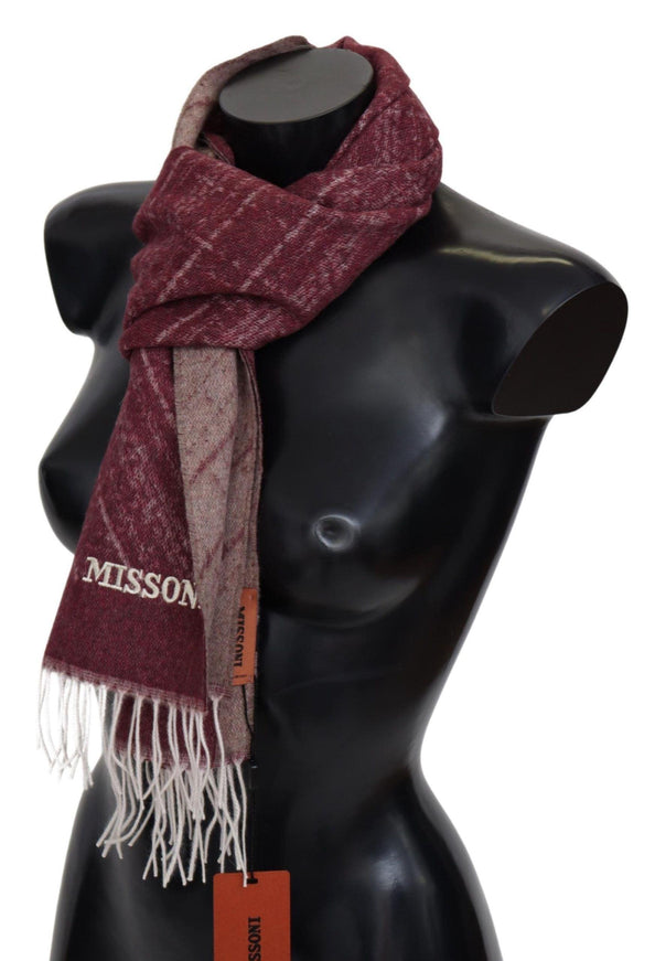 Missoni Maroon 100% Cashmere Unisex Neck Wrap Fringes Scarf - Ellie Belle