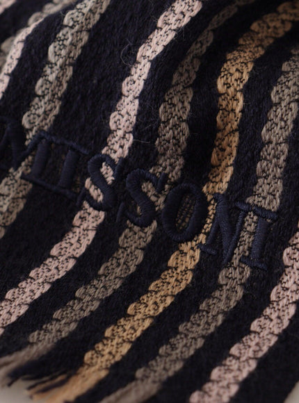 Missoni Multicolor Stripes Wool Knit Fringe Shawl Scarf - Ellie Belle