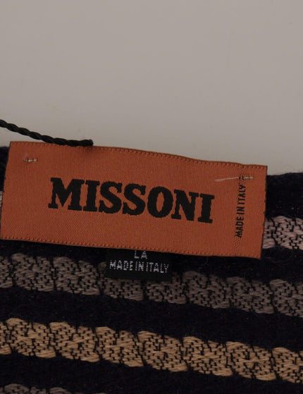 Missoni Multicolor Stripes Wool Knit Fringe Shawl Scarf - Ellie Belle