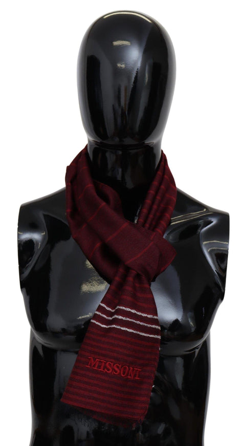 Missoni Red Striped Wool Blend Unisex Neck Wrap Red - Ellie Belle