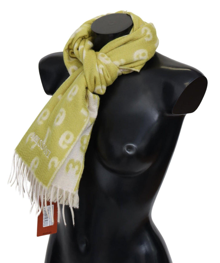 Missoni Yellow Green Cashmere Knit Wrap Fringes Scarf - Ellie Belle