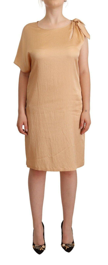 Moschino Beige One Sleeve Knee Length Shift Dress - Ellie Belle