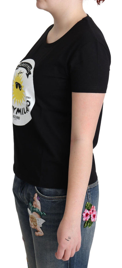 Moschino Black Cotton Sunny Milano Print T-shirt - Ellie Belle