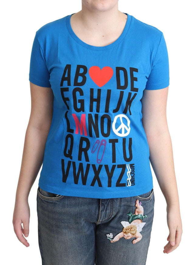 Moschino Blue Cotton Alphabet Letter Print Tops - Ellie Belle