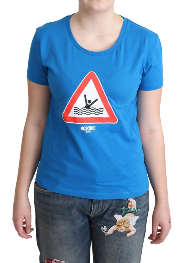 Moschino Blue Cotton Swim Graphic Triangle T-shirt - Ellie Belle