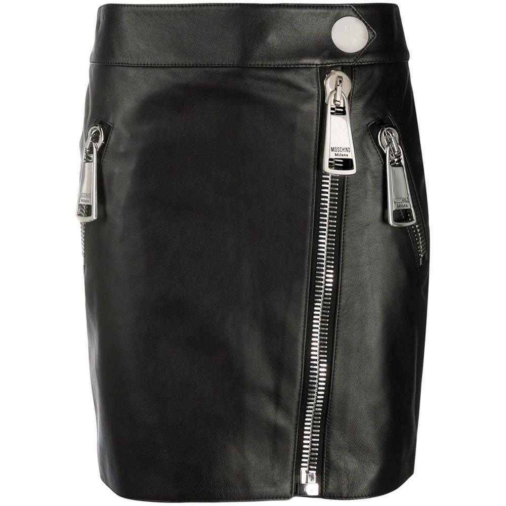 Moschino Couture Black Leather Di Pecora Skirt - Ellie Belle