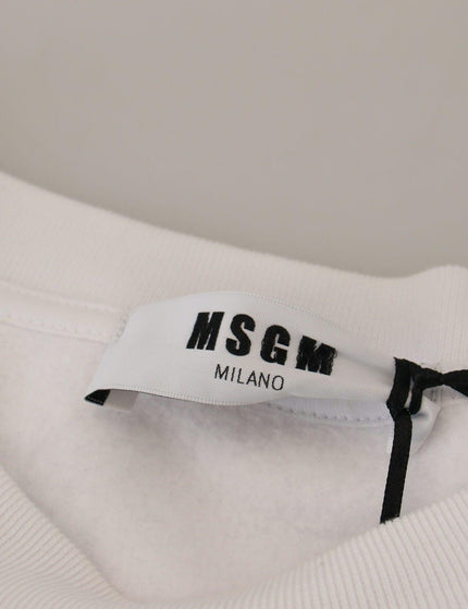 MSGM White Cotton Crewneck Pullover Sweatshirt Sweater - Ellie Belle