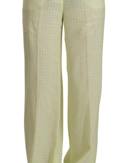 MSGM Yellow Green Cotton High Waist Straight Long Pants - Ellie Belle