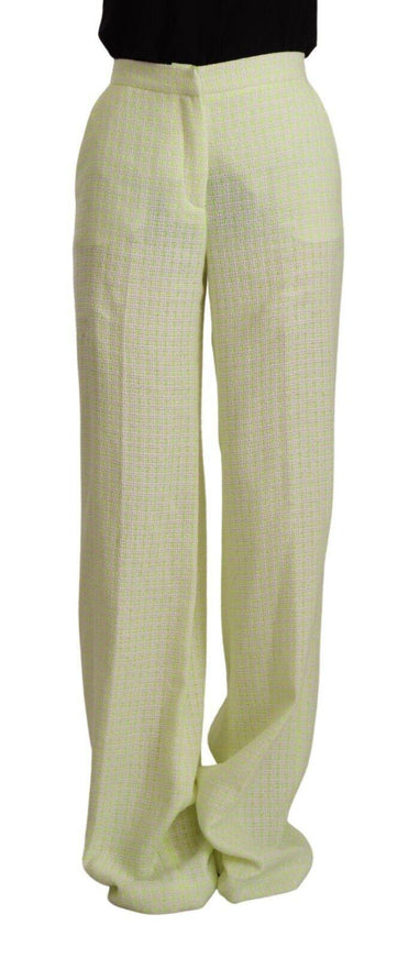 MSGM Yellow Green Cotton High Waist Straight Long Pants - Ellie Belle