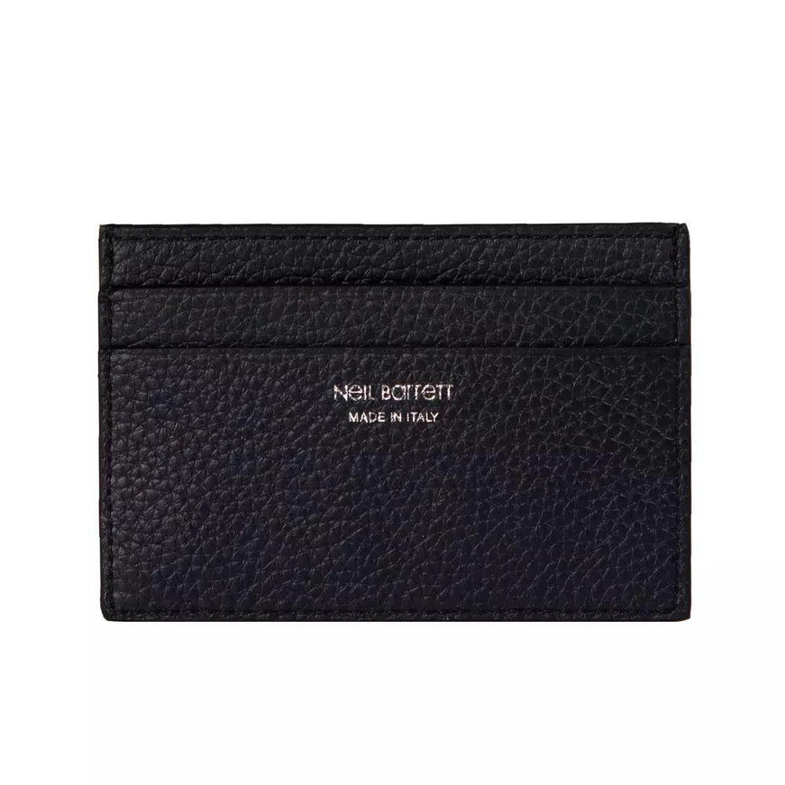 Neil Barrett Sleek Black Leather Card Wallet for Men - Ellie Belle