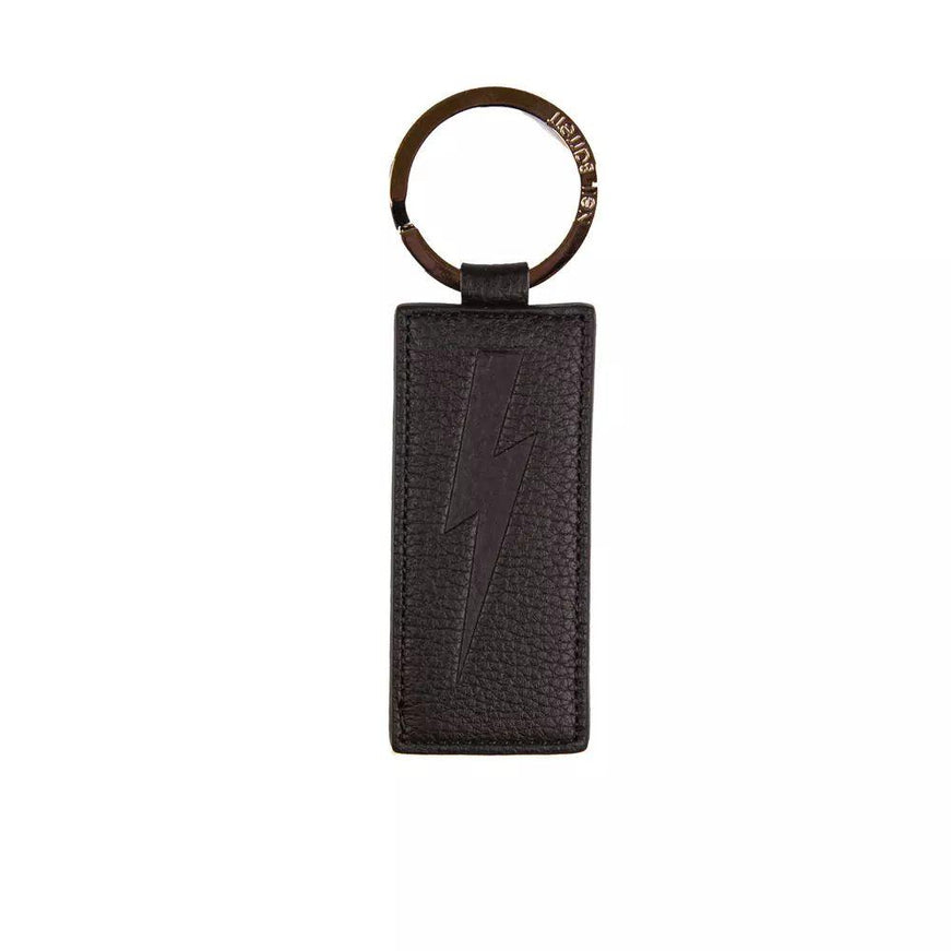 Neil Barrett Sleek Black Leather Keychain for Men - Ellie Belle