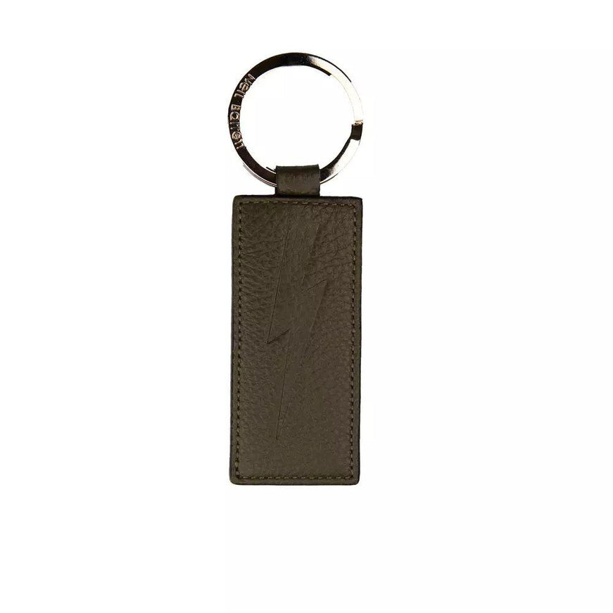 Neil Barrett Sleek Leather Keychain in Elegant Green - Ellie Belle