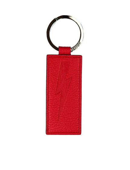 Neil Barrett Sleek Red Leather Keychain for Men - Ellie Belle