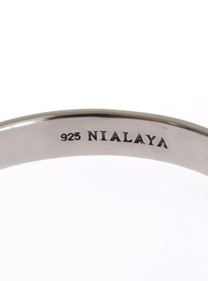 Nialaya Black Crystal 925 Silver Bangle Bracelet - Ellie Belle