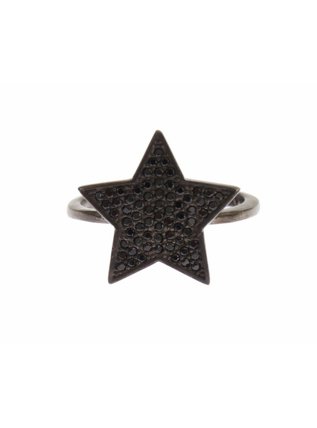 Nialaya Black CZ Star 925 Silver Womens Ring - Ellie Belle