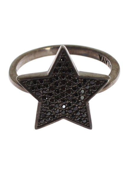 Nialaya Black CZ Star 925 Silver Womens Ring - Ellie Belle