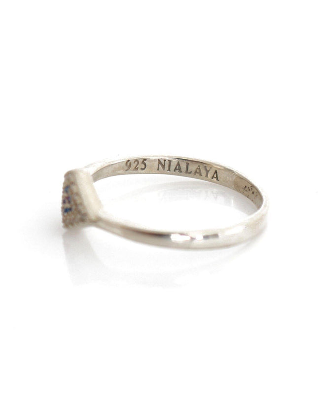 Nialaya Blue Red CZ 925 Silver Womens Clear Ring - Ellie Belle