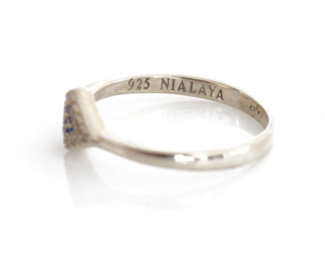 Nialaya Blue Red CZ 925 Silver Womens Clear Ring - Ellie Belle