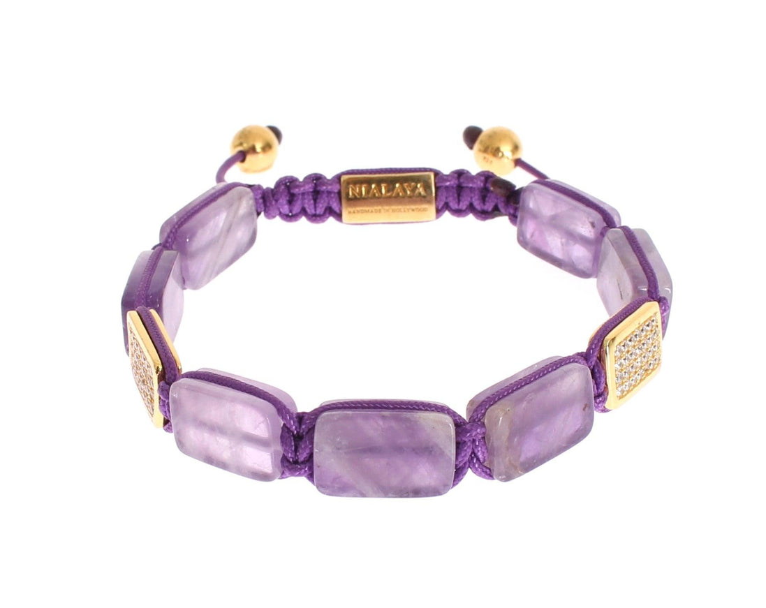 Nialaya CZ Amethyst 18K Gold 925 Bracelet - Ellie Belle